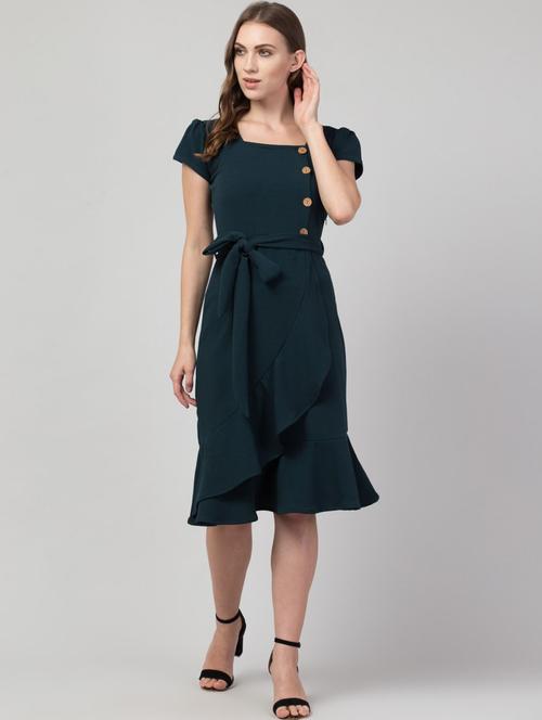 women green cotton blend a-line dress - 21322268 - Very Small Image - 1