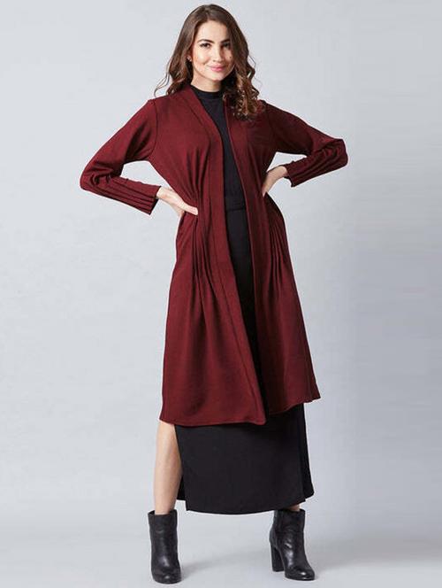 women maroon cotton blend regular shrug - 21322566 - Very Small Image - 1