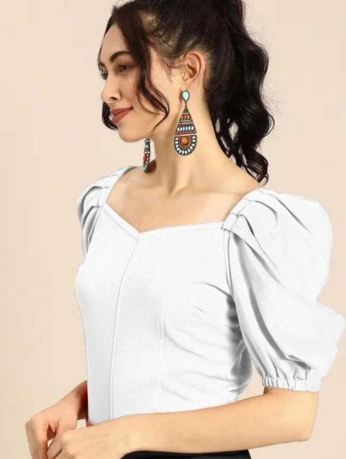 women white cotton blend regular top - 21322693 - Very Small Image - 1