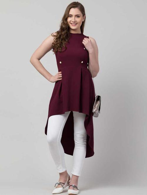 women burgundy high-low top - 21322763 - Very Small Image - 1
