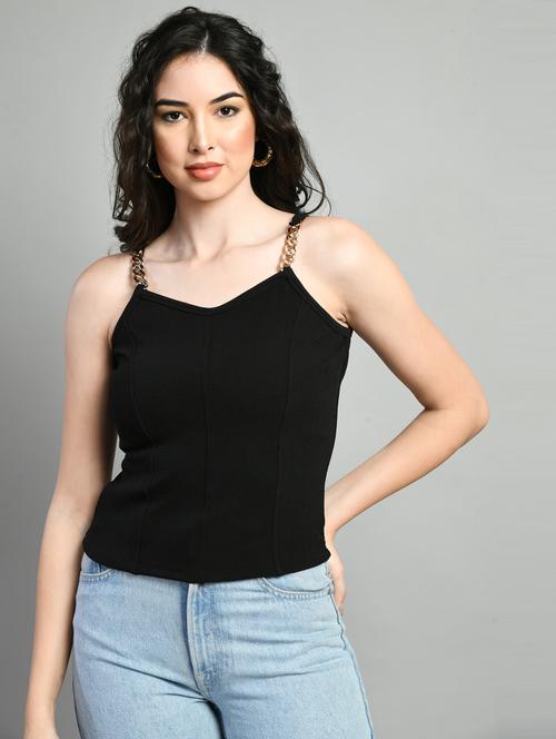 women black polyester casual top - 21322805 - Very Small Image - 1
