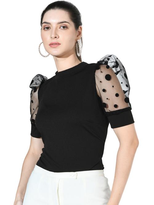 women black cotton blend regular top - 21322878 - Very Small Image - 1