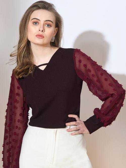 omen maroon polyester regular top - 21322899 - Very Small Image - 1
