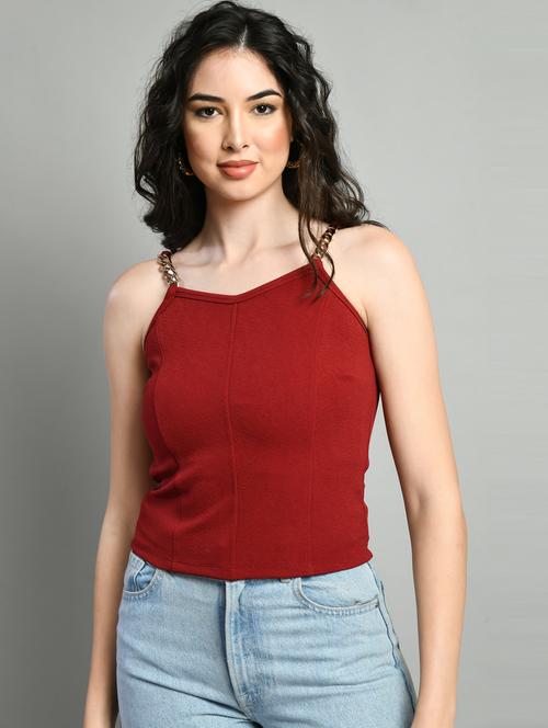 women maroon polyester regular top - 21322920 - Very Small Image - 1