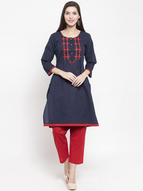 women three quarter sleeve straight kurta - 21324658 - Very Small Image - 1
