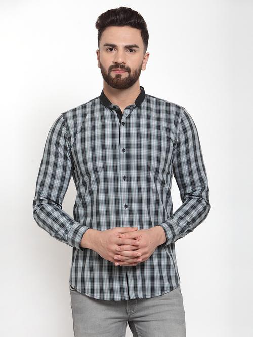 men long sleeved checkered casual shirt - 21324709 - Very Small Image - 1