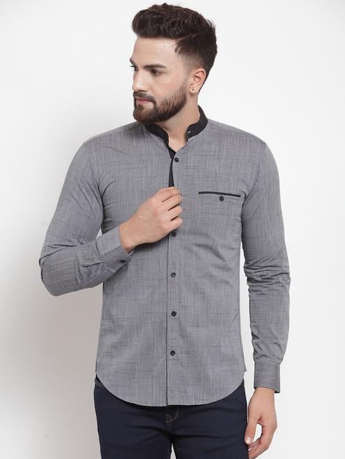 men long sleeved solid casual shirt - 21324714 - Very Small Image - 1