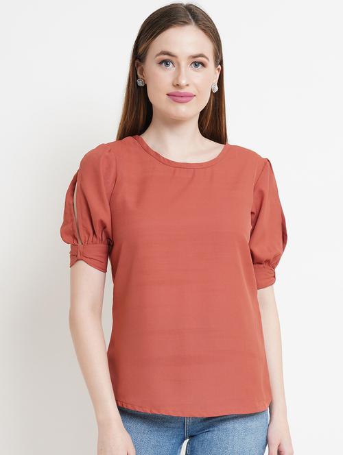 women peach polyester regular top - 21324743 - Very Small Image - 1
