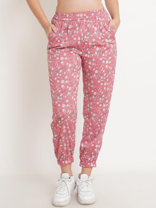 women pink crepe joggers - 21324812 - Very Small Image - 1
