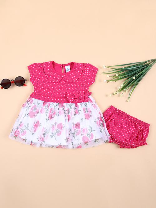 girls printed peter pan neck frock - 21325129 - Very Small Image - 1