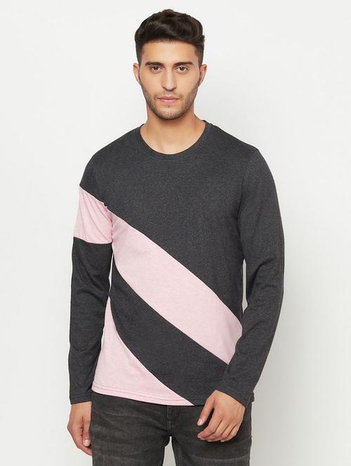 men color block long sleeves t-shirt - 21326195 - Very Small Image - 1
