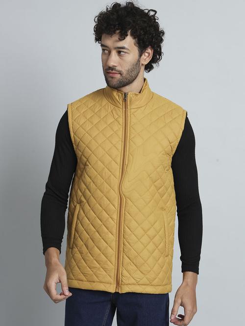 men solid sleeveless bomber jacket - 21326710 - Very Small Image - 1