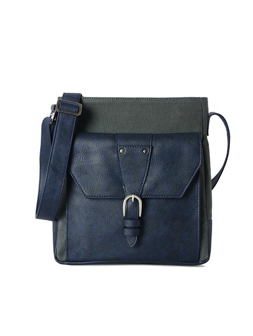 grey solids leatherette messenger bag - 21327513 - Very Small Image - 1
