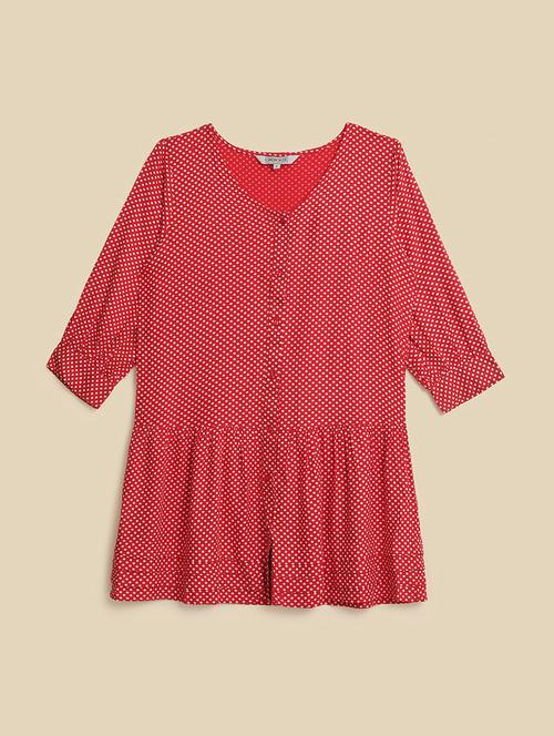 kids red cotton regular dress - 21331035 - Very Small Image - 1