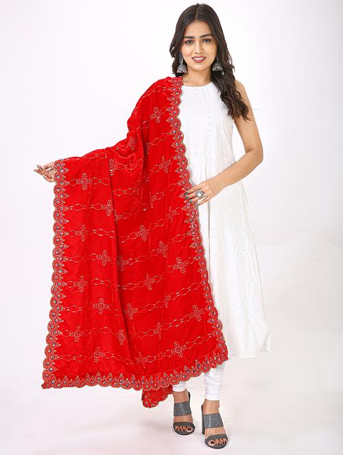 women embroidered velvet dupatta - 21331268 - Very Small Image - 1