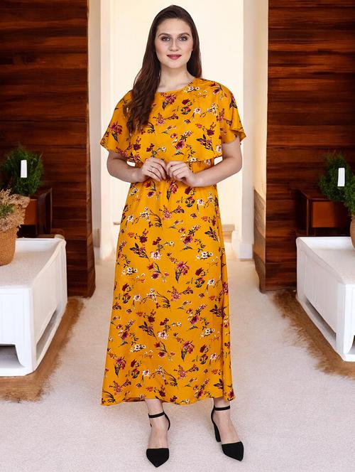 women cape sleeves floral printed a-line dress - 21331362 - Very Small Image - 1