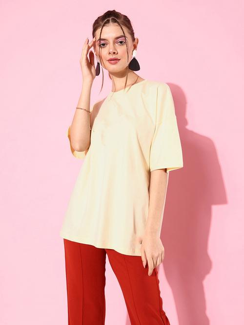 women solid short sleeves oversized t-shirt - 21332596 - Very Small Image - 1
