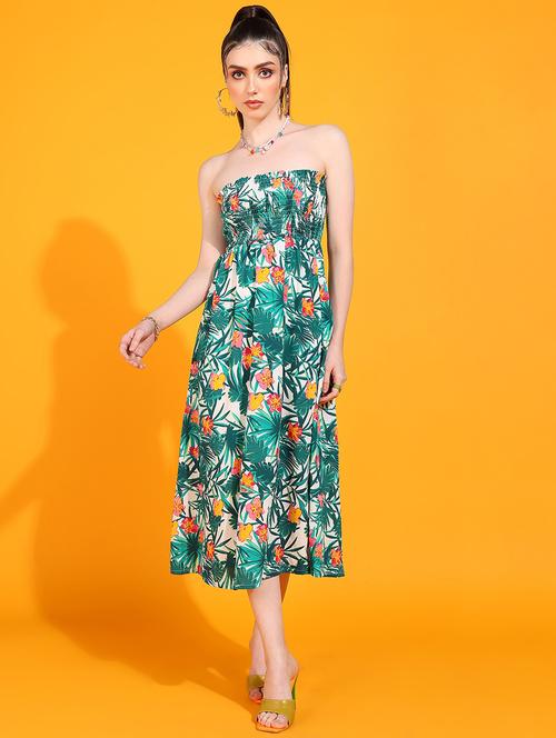 women white polyester fit & flare dress - 21333116 - Very Small Image - 1