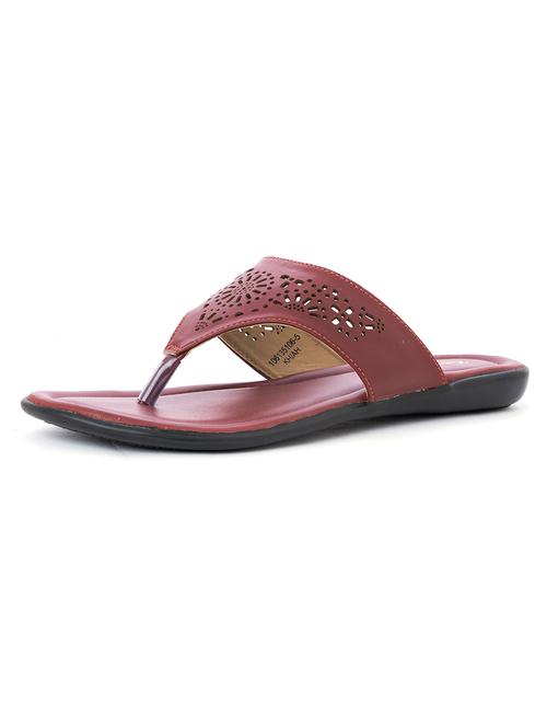 maroon leather slip on sandals - 21333178 - Very Small Image - 1