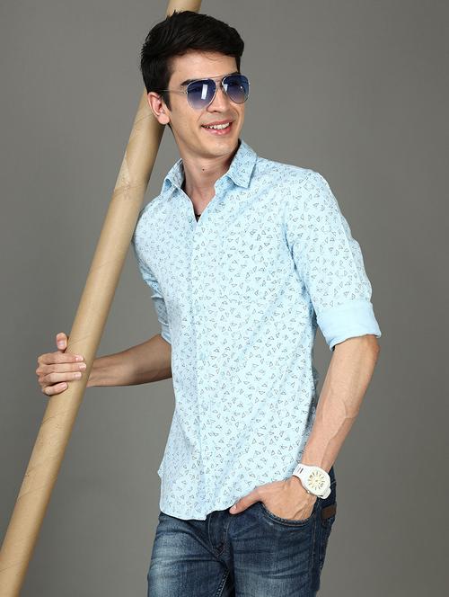 men blue cotton casual shirt - 21334436 - Very Small Image - 1