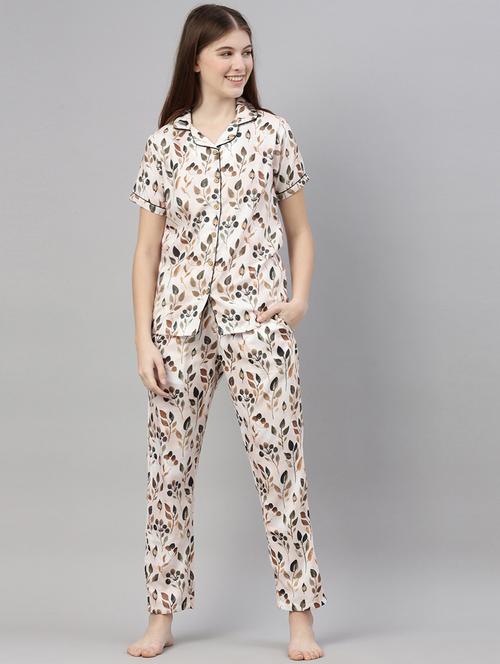 women printed pyjama nightwear set - 21334750 - Very Small Image - 1