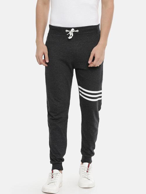 men charcoal placement print mid rise jogger - 21334838 - Very Small Image - 1