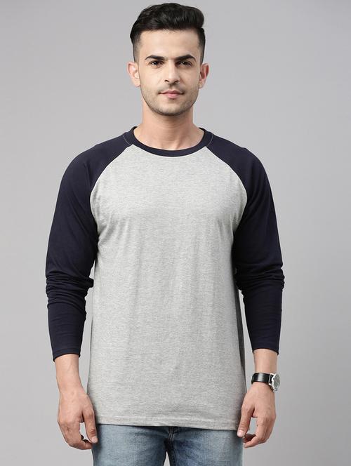 men round neck color block t-shirt - 21334880 - Very Small Image - 1