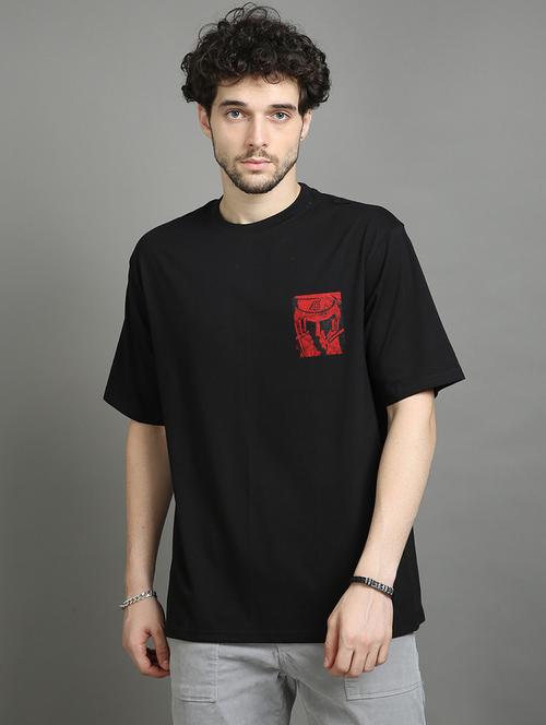 men round neck back print oversized t-shirt - 21334944 - Very Small Image - 1