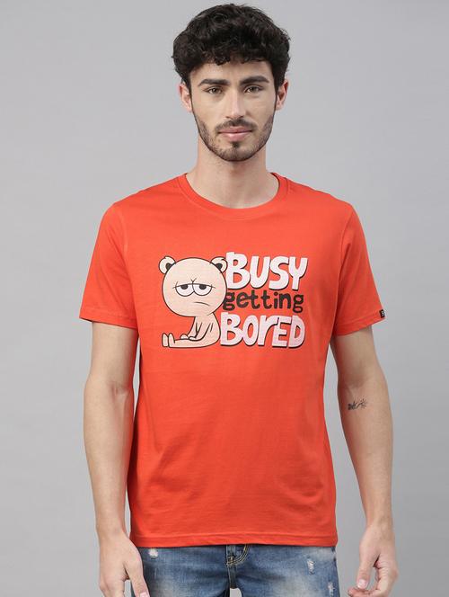 men round neck front print t-shirt - 21334996 - Very Small Image - 1