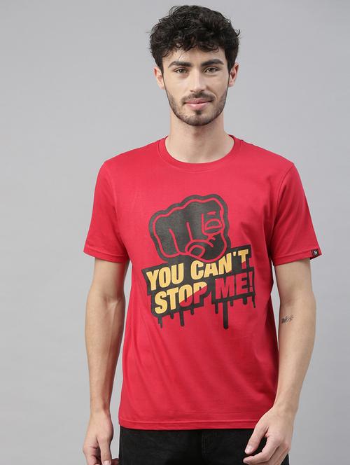 men round neck front print t-shirt - 21335020 - Very Small Image - 1