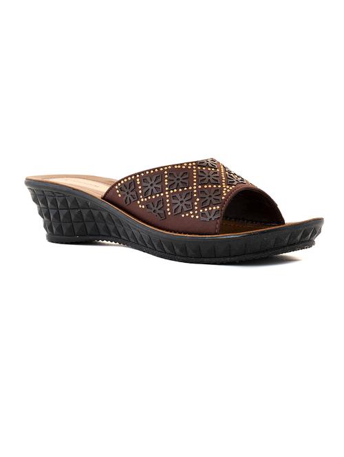 brown synthetic slip on sandals - 21335318 - Very Small Image - 1