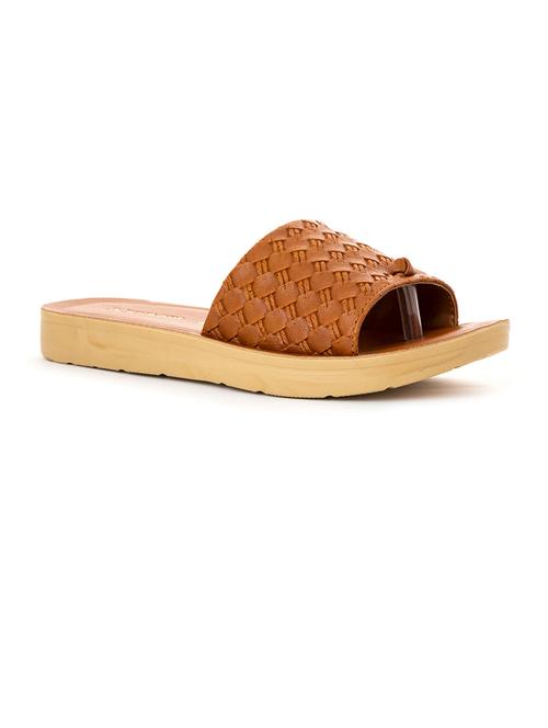 tan synthetic slip on sandals - 21335338 - Very Small Image - 1