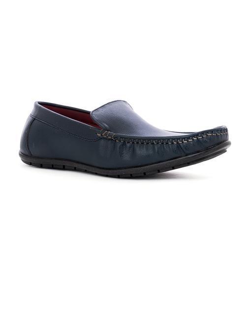 navy blue leather slip on loafers - 21335385 - Very Small Image - 1