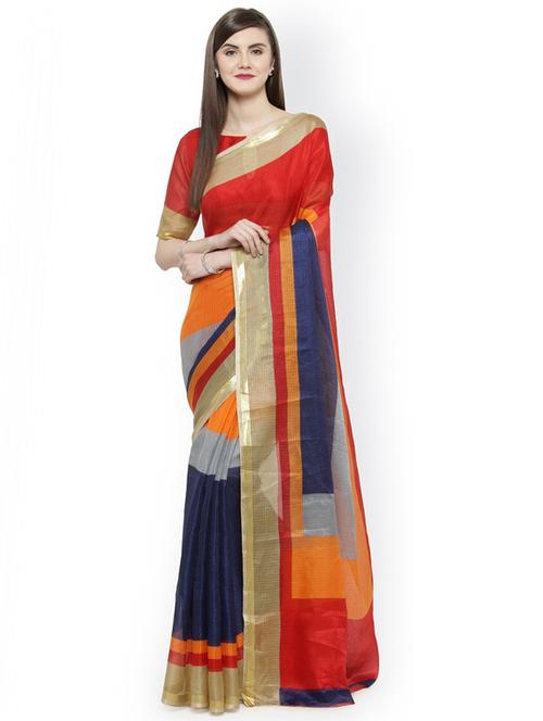 multi color color block handloom saree - 21336418 - Very Small Image - 1