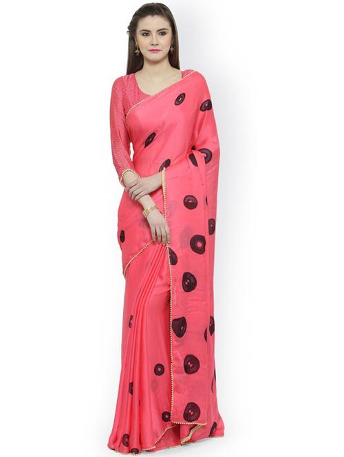 pink printed saree with blouse - 21336434 - Very Small Image - 1