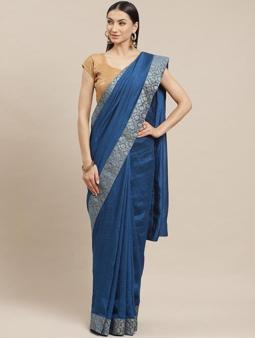 women solid with bordered saree - 21336440 - Very Small Image - 1