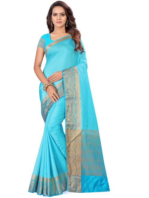 blue kanjivaram saree with blouse - 21336475 - Very Small Image - 1