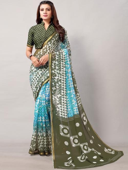 women printed saree with blouse - 21336486 - Very Small Image - 1