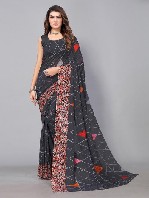 grey printed saree - 21336518 - Very Small Image - 1