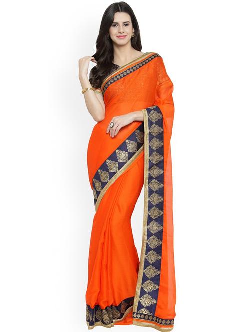 orange bordered saree with blouse - 21336532 - Very Small Image - 1