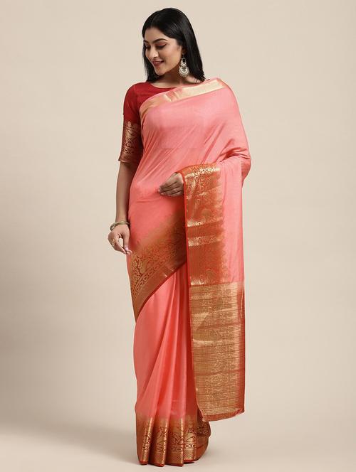 women solid with bordered saree - 21336685 - Very Small Image - 1