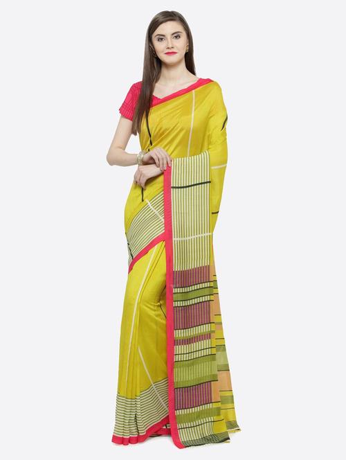 lime green striped printed saree with blouse - 21336728 - Very Small Image - 1