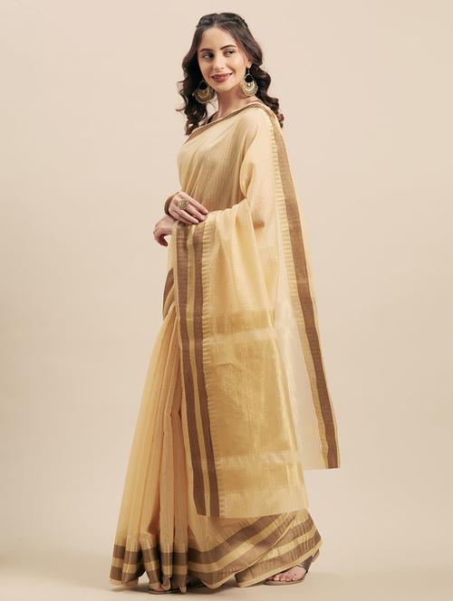 women beige self design narayanpet saree with blouse - 21336861 - Very Small Image - 1