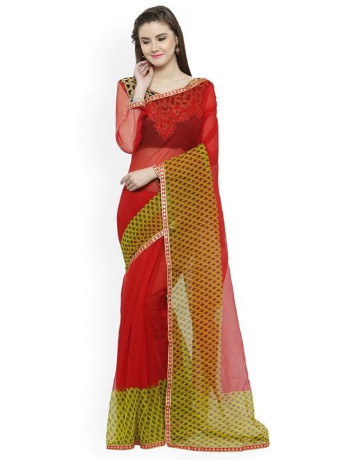 red net banarasi saree with blouse - 21336940 - Very Small Image - 1