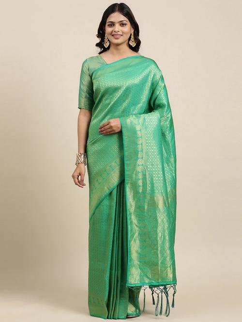 green banarasi saree with blouse - 21336964 - Very Small Image - 1