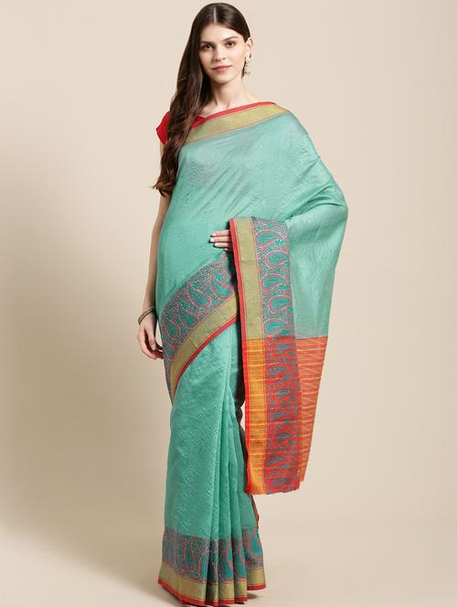 women solid with bordered saree - 21336966 - Very Small Image - 1