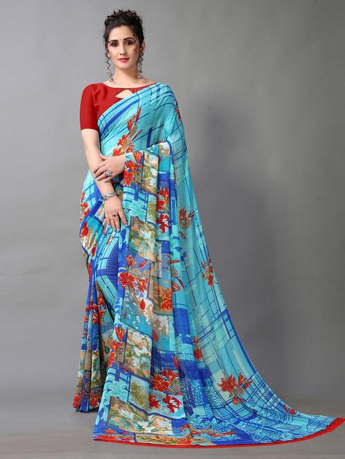 women printed saree with blouse - 21336981 - Very Small Image - 1