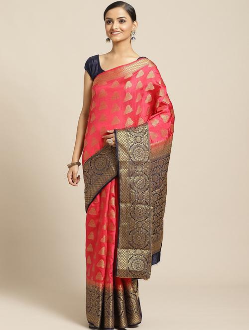 red banarasi saree with blouse - 21337007 - Very Small Image - 1