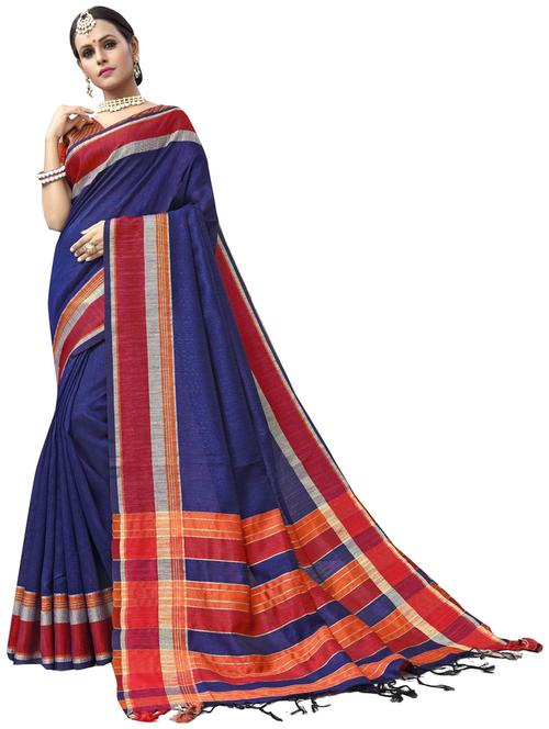 blue silk blend handloom saree - 21337020 - Very Small Image - 1