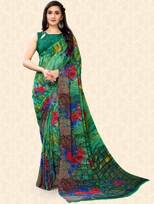 women printed saree with blouse - 21337048 - Very Small Image - 1